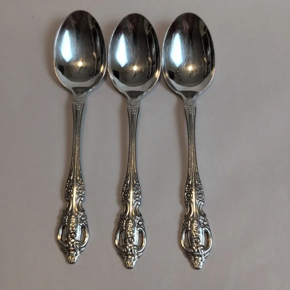 Elegant Oneida Silverplate Ornate Spoons - Set of 3 Soup Spoons & 3 Teaspoons